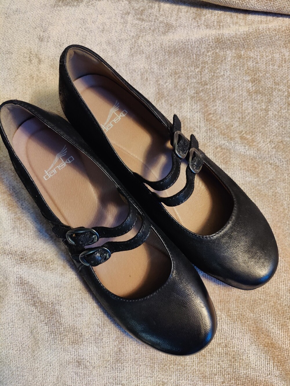 Dansko Fynn Black Burnished Nubuck Mary Jane Shoes Size 39